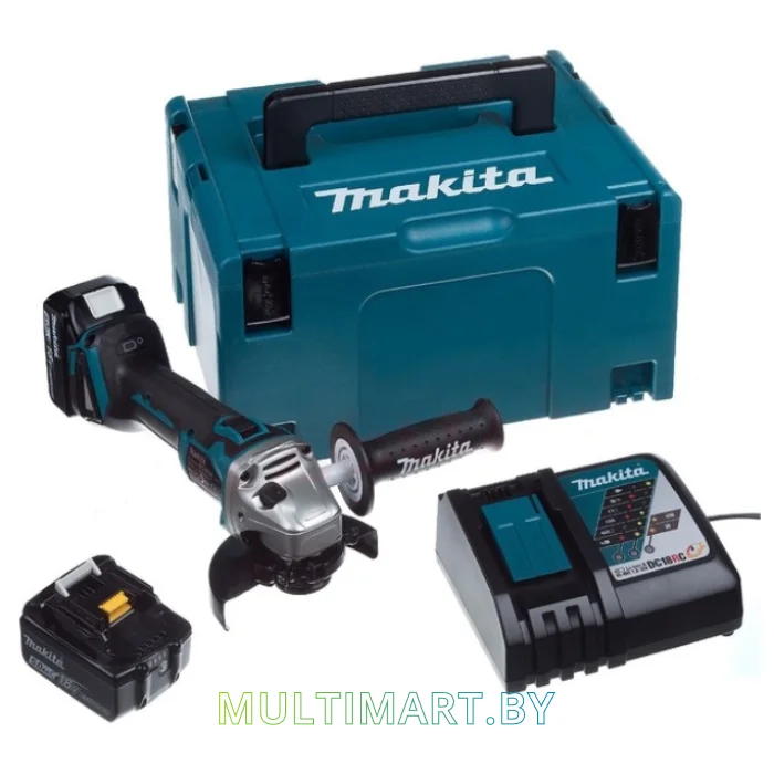Угловая шлифмашина Makita DGA504RTJ (с 2-мя АКБ, кейс)